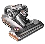 Aspirador colchón aspirador anti ácaros y chinche de cama eléctrica ciclónica, 600 W, ultrasonidos UV, vibración calefactora 60 °C, elimina el 99,99 % de los ácaros (gris)