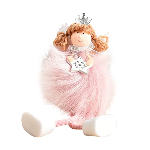 Ángel de Navidad de Peluche Colgante Ángel Peludo Colgante de Pierna Larga Muñeca Angelito Árbol de Navidad Colgante Suministros de decoración de Navidad Foto Luminoso (A, One Size) Cover
