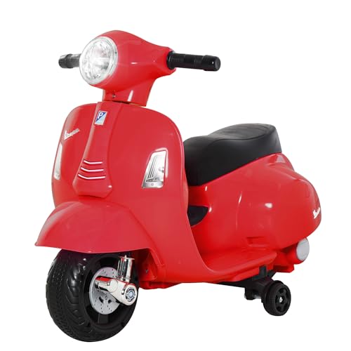 HOMCOM Vespa Licensed 6V Kids Electric Motorbike Ride On Motorcycle Battery Powered for 18-36 Months with Horn Light Red