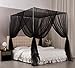 Nattey 4 Corners Post Bed Canopy Curtain Bed Frame Canopies,Indoor Outdoor (Queen, Black)