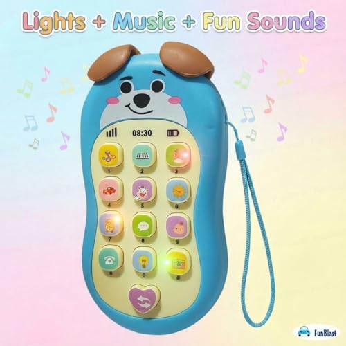 Image of FunBlast Cartoon Musical Mobile Phone for Kids, Mobile with Light & Sound Toys for Babies | Educational Toys for Kids 3+ Years /Boys /Girls-1 Unit (PuppyBlue)