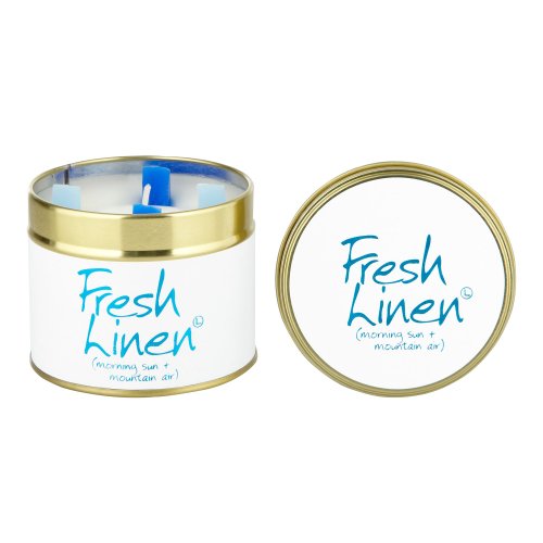 Image of Lily Flame White Fresh Linen Scented Candle Tin