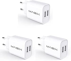 Chargeur Mural Double USB Magix – 5V 3.4A Max – Charge Rapide SmartIC – Compatible IPhone Samsung Huawei Etc.