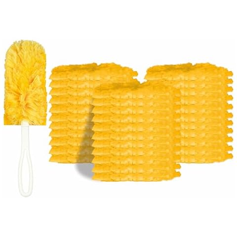 GUOYUANGLO Disposable Dusters Refills 360 Degree Heavy Duty Dusters Refills Unscented Disposable Dusters for Cleaning-30 Counts with Short Handle,Yellow Cover