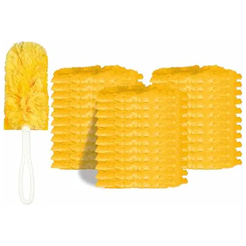 GUOYUANGLO Disposable Dusters Refills 360 Degree Heavy Duty Dusters Refills Unscented Disposable Dusters for Cleaning-30 Counts with Short Handle,Yellow Cover