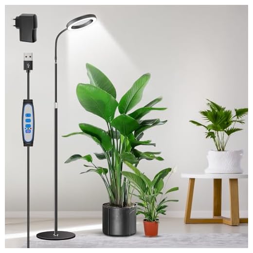 Aumtrly Pflanzenlampe LED Vollspektrum, 170cm Höhenverstellbar Grow Lampe Stehend, Schwarz LED Pflanzenlicht mit 6/12/16H Timer, 5 Helligkeitsstufen, 3 Farbmodi Wachstumslampe für Hohe Pflanzen
