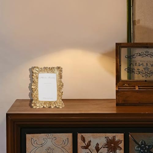 Image of 4x6 Picture Frames Gold Vintage Photo Frame for Table Top Display and Wall Hanging Home Decor