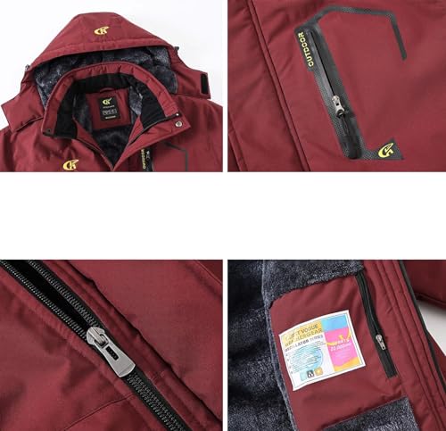 Image of QPNGRP Mens Waterproof Fleece Ski Jacket Windproof Winter Snow Coat