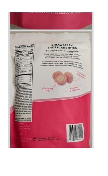 Strawberry Shortcake Bites, Shortbread Cookie With a Sweet Strawberry Creme, 20 Ounces, Resealable Bag