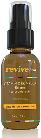 Premium Highest Quality 20% Vitamin C Complex Serum For a Beautiful Youthful Face, Smooths Wrinkles, Creates Glowing Skin, Fades Dark Circles, Spots and Sun Damage; from Revive Lush