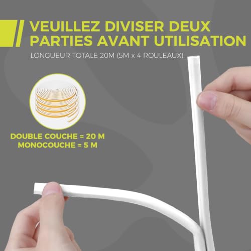 GeckoSeal 10m Joint Porte Fenetre, 9mm x 6mm Joint Mousse Adhésif d'Étanchéité Porte Calfeutrage Isolant Thermique, Froid, Anti-collision, Poussière(Blanc, 5m X 2) – vue 6