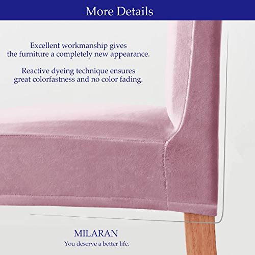 Milaran Velvet Chair Covers For Dining Room, Soft Stretch Seat Slipcover, Washable Removable Parsons Chair Protector, Set Of 4, Baby Pink #TOP5