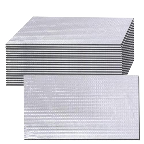 20 Pcs Sound Deadening Mat Car Sound Proofing 25 cm x 18 cm x 5 mm, Car Sound Deadening Pad Van Insulation and Soundproofing, Insulatio Vehicles Sound Deadening for Camper,Van, Trunk Car Hood Door