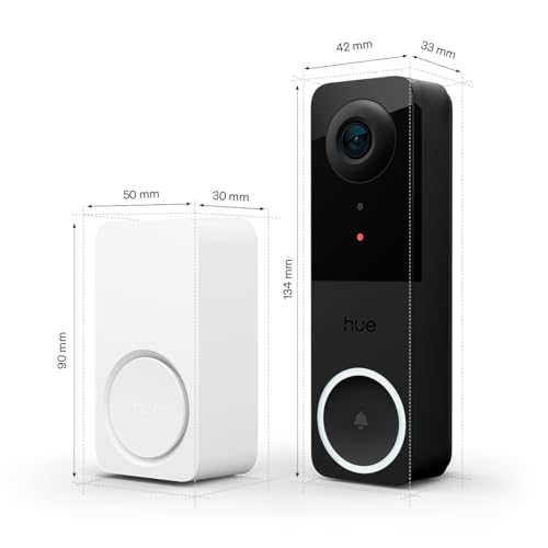 Philips Hue Secure Inteligentny dzwonek wideo i dzwonek do drzwi, rozdzielczość 2K, szeroki kąt widzenia, detekcja ruchu, możliwość dwukierunkowej rozmowy, powiadomienia w czasie rzeczywistym