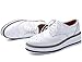 DADAWEN Women's Platform Lace-Up Wingtips Square Toe Oxfords Shoe White US Size 7/Asia Size 38/24cm