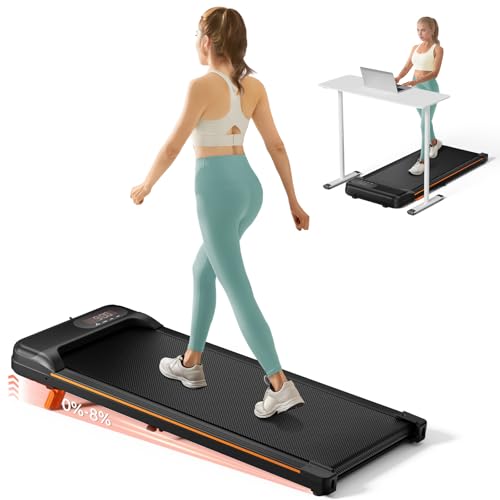 Walking Pad, Under Desk Treadmill with Incline for Home Office 2.5HP Portable Walking Treadmill with 265 Lbs Weight Capacity Walking Machine, Remote Control, LED Display