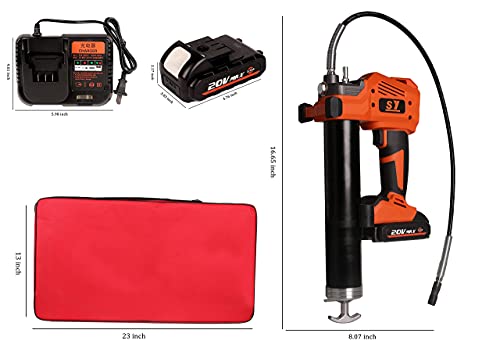 Autolock SY 20V Cordless Electric Grease Gun,10000 PSI Heavy Duty Grease Gun Set with 17 oz Load-31-Inch Spring Flex Hose,High Pressure Lubricating Tool -1 Battery&1 Charger Included