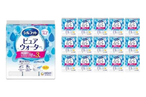 シルコットピュアウォーターウェットティッシュ 詰替(58枚×3P)×16袋 日用品 純水99% 手口拭き 口周り 肌にやさしい 厚手 やわらかシート 拭き取り 食べこぼし 手拭き
