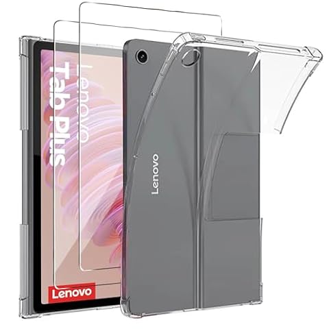 KUSINHOKA etui ochronne na Lenovo Tab Plus + 2 x etui ochronne na wyświetlacz ze szkła hartowanego, odporne na uderzenia, miękkie, silikonowe, odporne na zarysowania, lekkie etui ochronne z TPU do