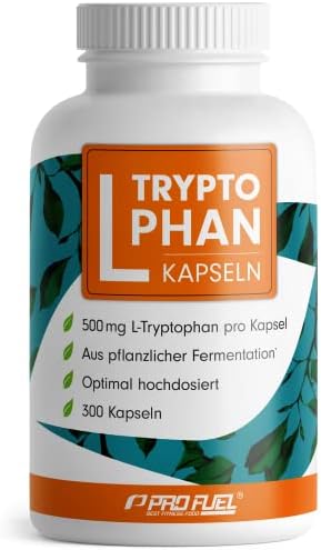 L-Tryptophan Kapseln 300x - mit 500 mg L-Tryptophan je Kapsel - 10 Monate Reichweite - L-Tryptophan aus pflanzlicher Fermentation - laborgeprüft mit Zertifikat - 100% vegan