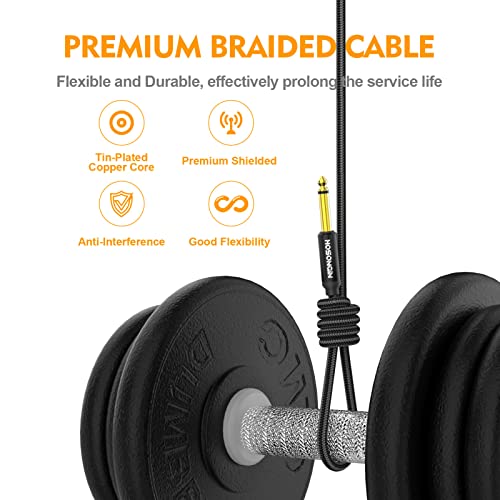 Hosongin 1/4 Inch Guitar Instrument Cable 2-Pack [Nylon Braided Shielded], 1/4 Inch To 1/4 Inch Ts Male To Male Plug Mono Audio Cord, Quarter Inch 6.35Mm Unbalanced Interconnect Line - 10 Feet #TOP3