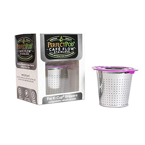 Cafe Flow Stainless Steel Reusable Metal Coffee Pod Refillable Filter Cup - Compatible with Keurig 1.0, 2.0, K-Express, K-Mini, K-Duo & Select Single Serve K Cup Coffee Makers(See Compatibility Chart)