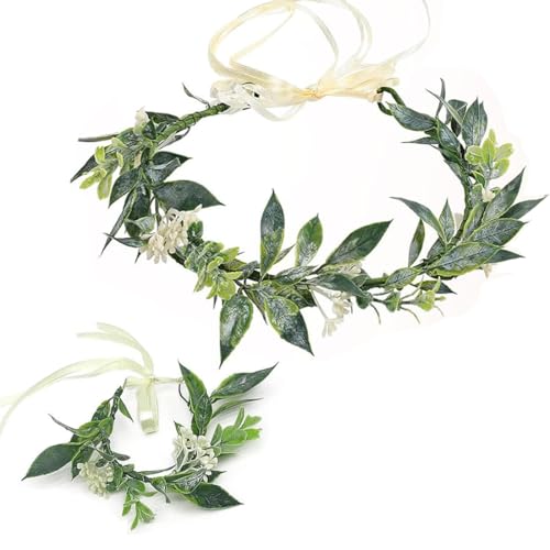 Corona de flores, 1 corona de flores, diadema y guirnalda de mano para accesorios de hadas del bosque, corona de laurel, diadema para el pelo para carnaval, fiesta de disfraces, carnaval, comunión,