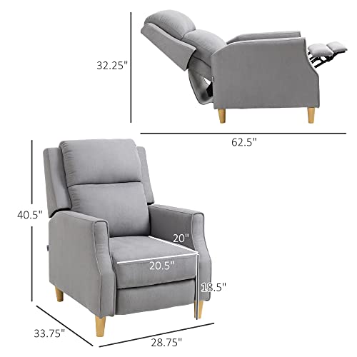 Homcom Manual Recliner Chair With Footrest, Thick Padded Headrest And Back, Sofa Chair For Living Room Bedroom, Gray #TOP2