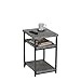 Household Essentials Jamestown Rectangular Side End Table with Storage Shelves Rustic Slate Concrete and Black Metal