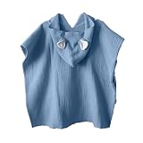 MIMUSELINA Badeponcho Baby - Baby Poncho Badetuch Baumwolle und Saugfähig - Badeponcho Kinder Schnell Trocknend für Babys und Kinder - Bademantel Baby für Strand und Pool (Blau)