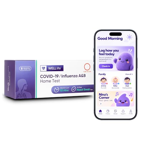 WELLlife COVID-19/Flu A&B Home Test, 3-in-1 Covid Flu Combo Test,