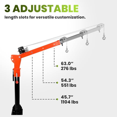 1100 lbs Electric Pickup Truck-Mounted Crane, with Electric Winch 2000 lb 12V, Folding Truck Bed Cranes Hoist 360 Swivel, for Lifting Goods in Construction, Factory - Thumbnail 6