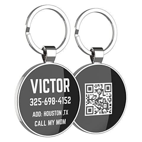 DISONTAG QR Code Dog Tag,Pet ID Tags,Custom Dog Name Tags Personalized Pet and Cat ID Tag,QR Directs to The Profile Saving and Show Info|Modifiable Cover