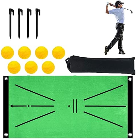 2Bear Golf Training Mat, Swing Detection Batting，Mini Golf Practice Training Aid Rug，23.6 x 11.8 inch，Correct Swing Path and Protect The Grass，for Home/Yard/Outdoor/Office