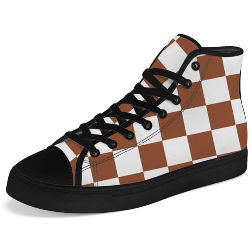 Checkered High Top Canvas Shoes Mens Womens High Top Sneakers Lace Up Casual Shoes Gifts for Men Women