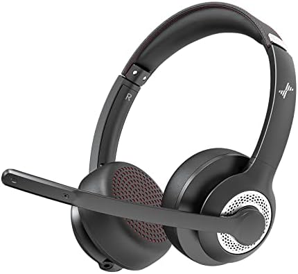 JIAMQISHI Bluetooth Headset with Microphone Wireless Headphones - Bluetooth V5.2 Headphone with ENC Noise Cancelling Microphone for Computer/Laptop/PC/Cell Phone/Zoom/MsTeams/Skype - Wireless Headset