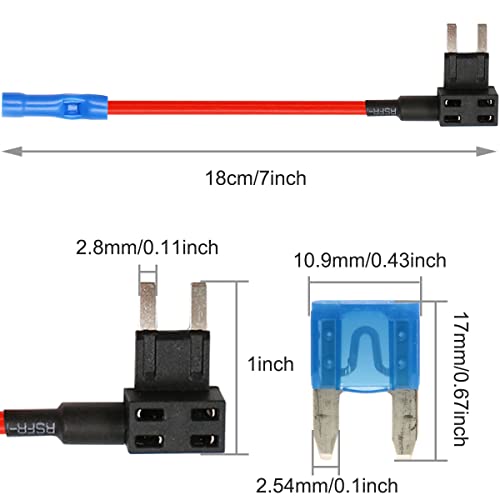 Dkardu 12V Car Add-A-Circuit Fuse Tap Adapter, 10Pcs Mini Atm Apm Blade Fuse Holder With 15A Fuse, 1 To 2 Fuse Base #TOP4