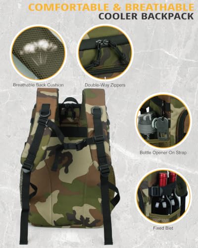 Image of 25L Insulated Cooler Backpack Water-Resistant Molle Cooler Bag for Camping