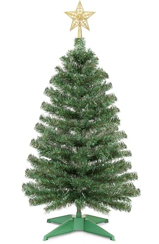 3 Ft Artificial Christmas Tree for Tabletop, Mini Xmas Tree with 4-Leg Stable Base, Small Xmas Tree...