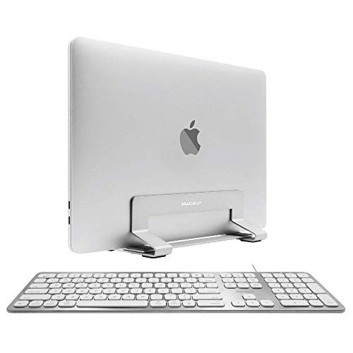 Macally Ultra Slim Mac Keyboard and an Adjustable Vertical Laptop Stand, Minimalistic Apple Aesthetic & Protects Your Laptop