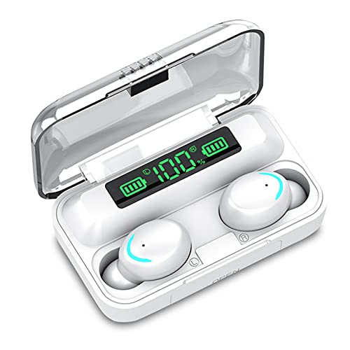 NC TWS Bluetooth 5.0 Earphones 2200mAh Charging Box Wireless Headphone 9D Stereo Sports Waterproof Earbuds Headsets with Microphone (White)