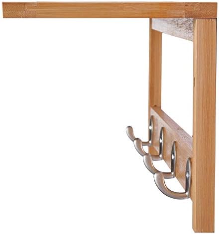 HOMCOM Wall Mounted Coat Clothes Hat Hanger 4 Hooks Rack Stand with Rail & Storage Shelf for Hallway Entryway Bedroom Bathroom
