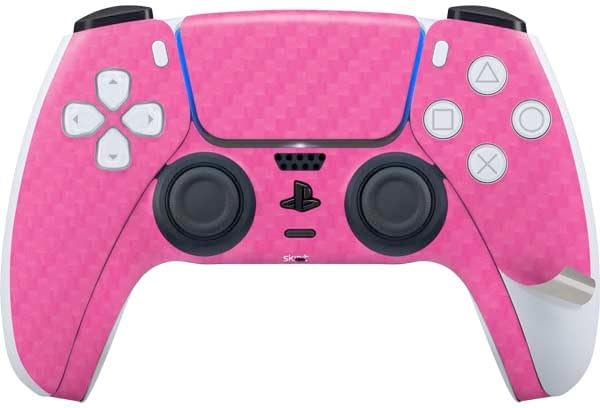 Skinit Decal Gaming Skin Compatible with PS5 Pro Bundle - Pink Carbon Fiber Specialty Texture Material Design