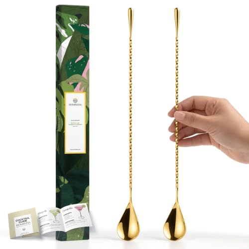 Homestia 2Pcs 12 Inch Bar Spoon, Cocktail Mixing Spoon, Drink Stirrers Gold