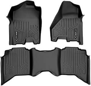 SMARTLINER Floor Mats 2 Row Liner Set Black Compatible with 2012-2022 RAM 1500/2500/3500 Crew Cab (4 Full Size Doors)