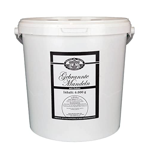 Berliner Mandelmanufaktur 1x6000g Gebrannte Mandeln mit kakao, Vegan, ohne Zusatzstoffe und Geschmacksverstärker, Gebrannte Mandeln Großpackung spanische Largueta Mandeln Cover