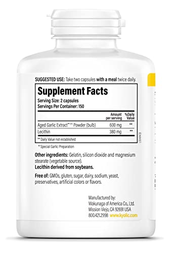Kyolic Aged Garlic Extract Formula 104 Cholesterol Health, 300 Capsules (Packaging May Vary) #TOP2