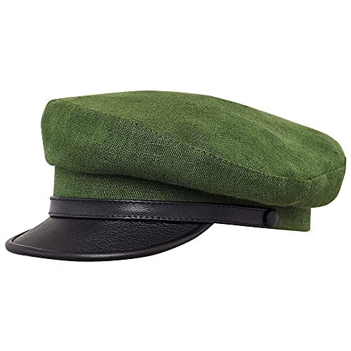 Sterkowski Maciejowka Model 7 | Leinen Schirmmütze für Herren und Frauen | Kapitänsmütze Herren Fischerhut Herren Elbsegler Mütze Herren Schildmütze Damen Visor Cap Herren 56 cm Grün/Schwarz Cover