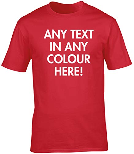 Hippowarehouse Personalised T-Shirt UK Unisex Short Sleeve Printed Text Image Photo Mens Womens Funny (Specific Size Guide in Description) Red