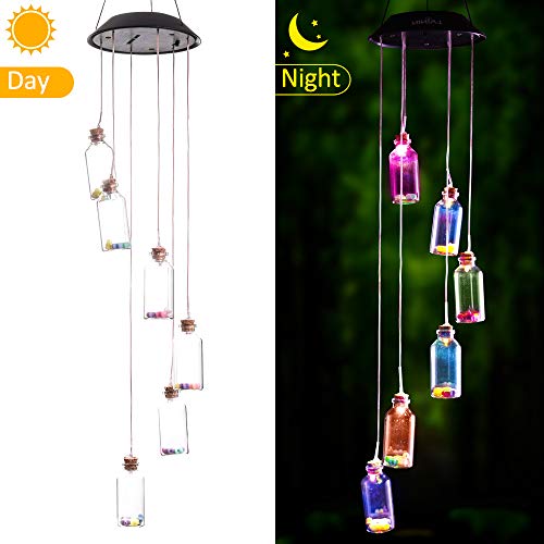 Lainin Color Changing Solar Wind Chime Wishing Bottle Solar Hanging Night Light Mobile #TOP6